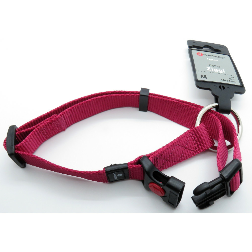 Collier ziggi rouge cerise 40 -55 cm. 20 mm . Taille m. Pour chien.