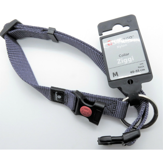 Collier ziggi bleu granite 40 -55 cm. 20 mm . Taille m. Pour chien.