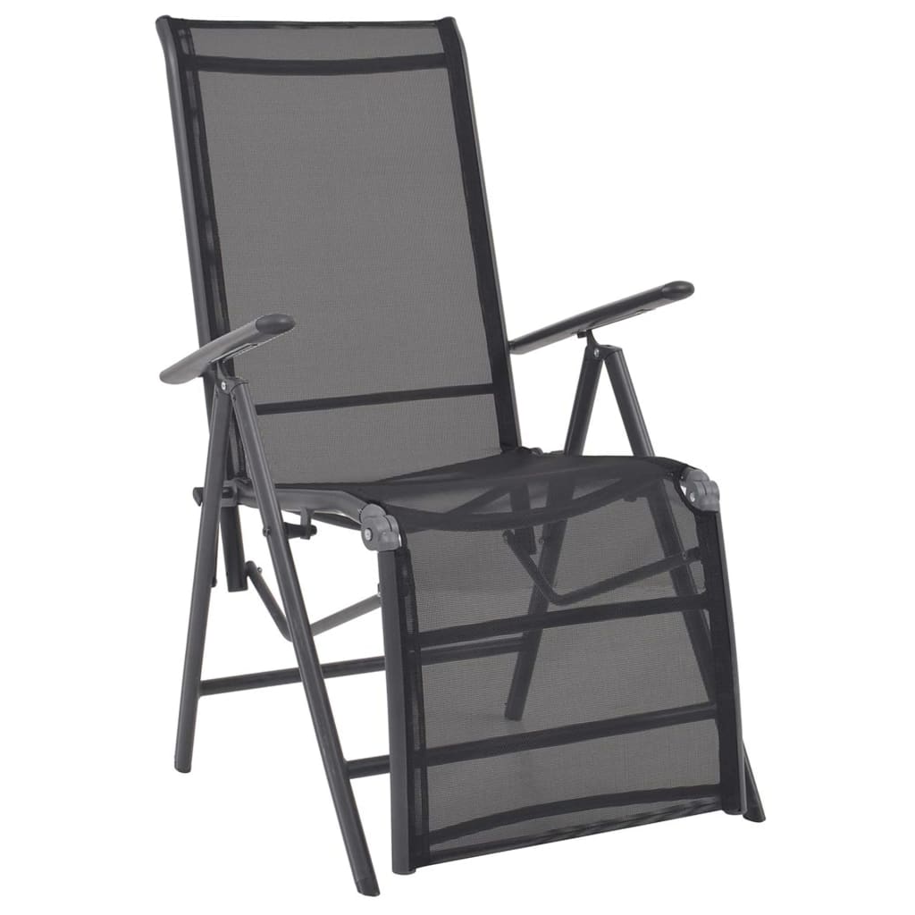 Chaise inclinable de terrasse aluminium et textilène noir
