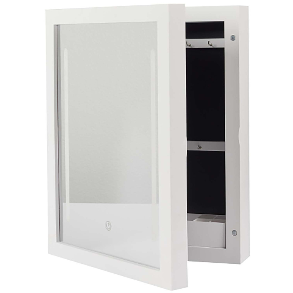 Range bijoux mural avec miroir intégré led