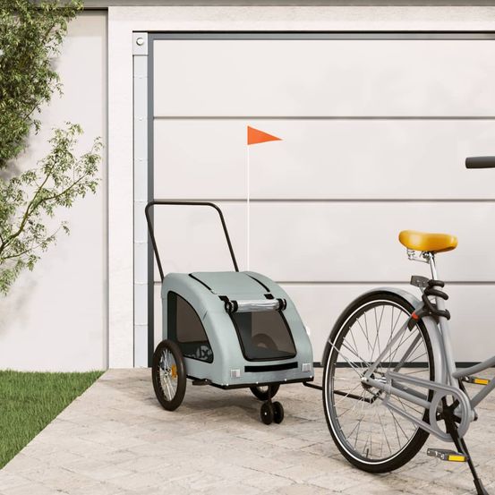 Remorque vélo chien 45kg en acier pour balades en toute sécurité gris