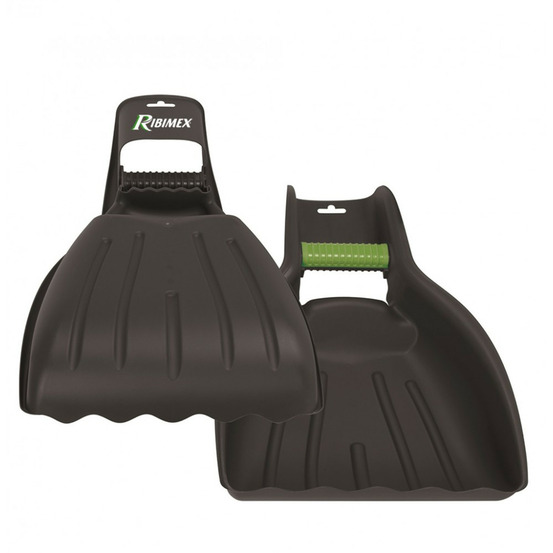 Ramasse feuilles manuel par deux - favorise un meilleur contrôle à chaque prise de tas de feuilles dans le jardin