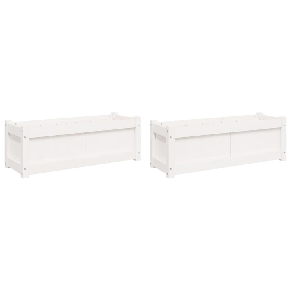 Jardinière bac lit surélevé plantes fleurs jardin terrasses lot de 2 bois de pin massif blanc
