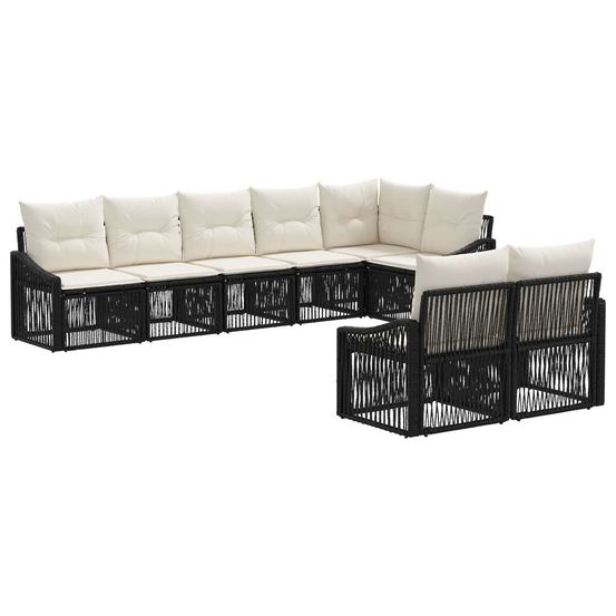 Ensemble de canapé de jardin 8 pc noir polyrotin