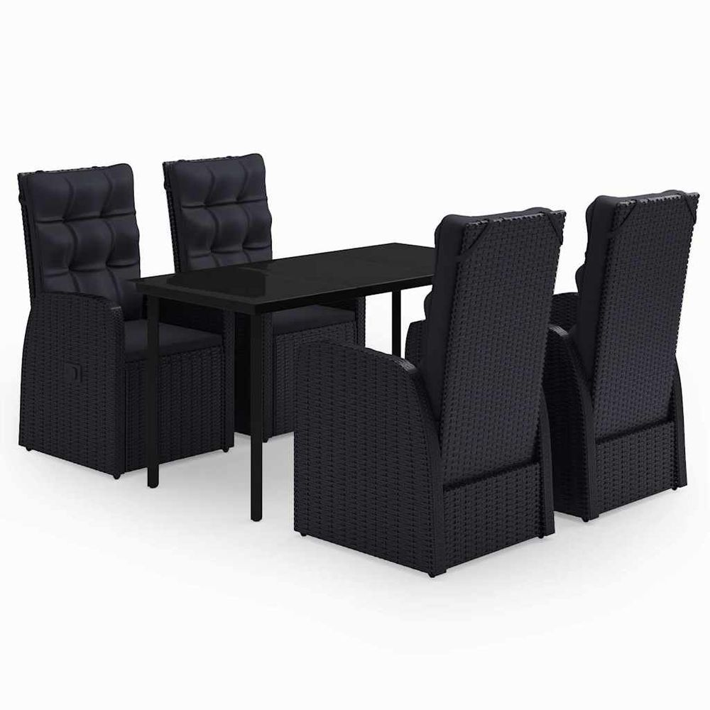 Ensemble à manger de jardin avec coussins 5 pcs noir