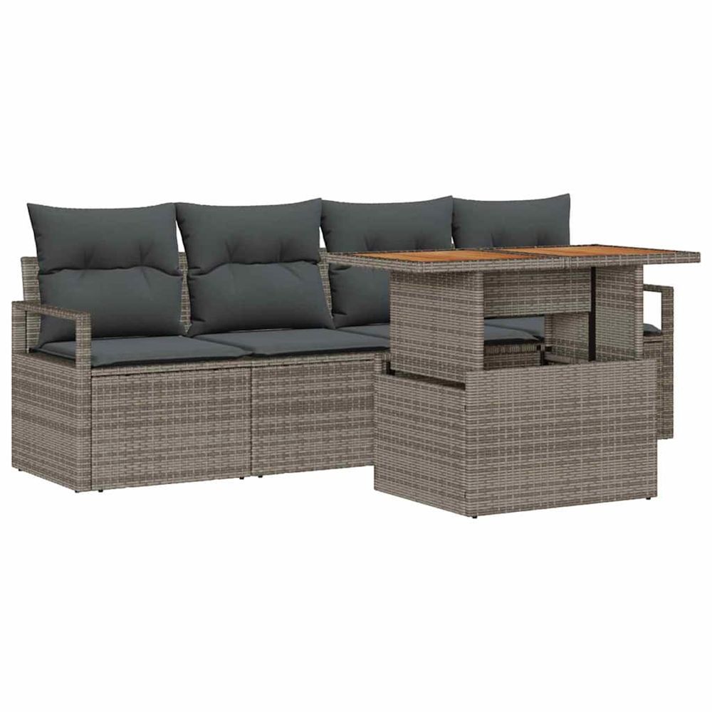 Ensemble de canapé de jardin 5 pc gris poly rotin