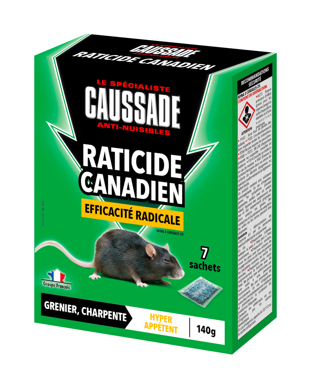 Caussade raticide canadien - anti rats - efficacité radicale - lieux s