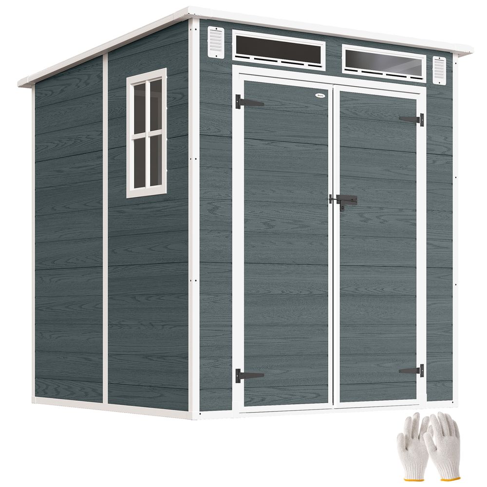 Cabanon de rangement extérieur résine pp protection outils 182x182x196cm gris - comfortxl outdoor living