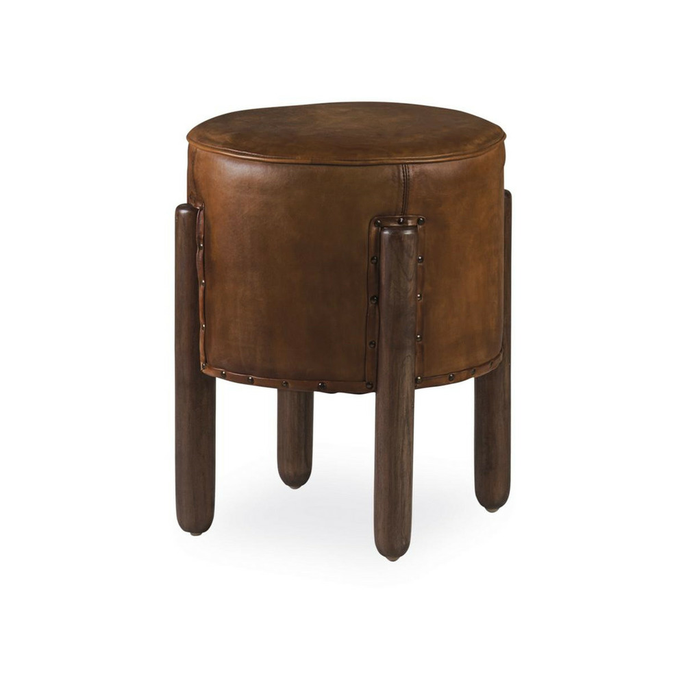 Tabouret cuir cuir marron - décoration d'autrefois