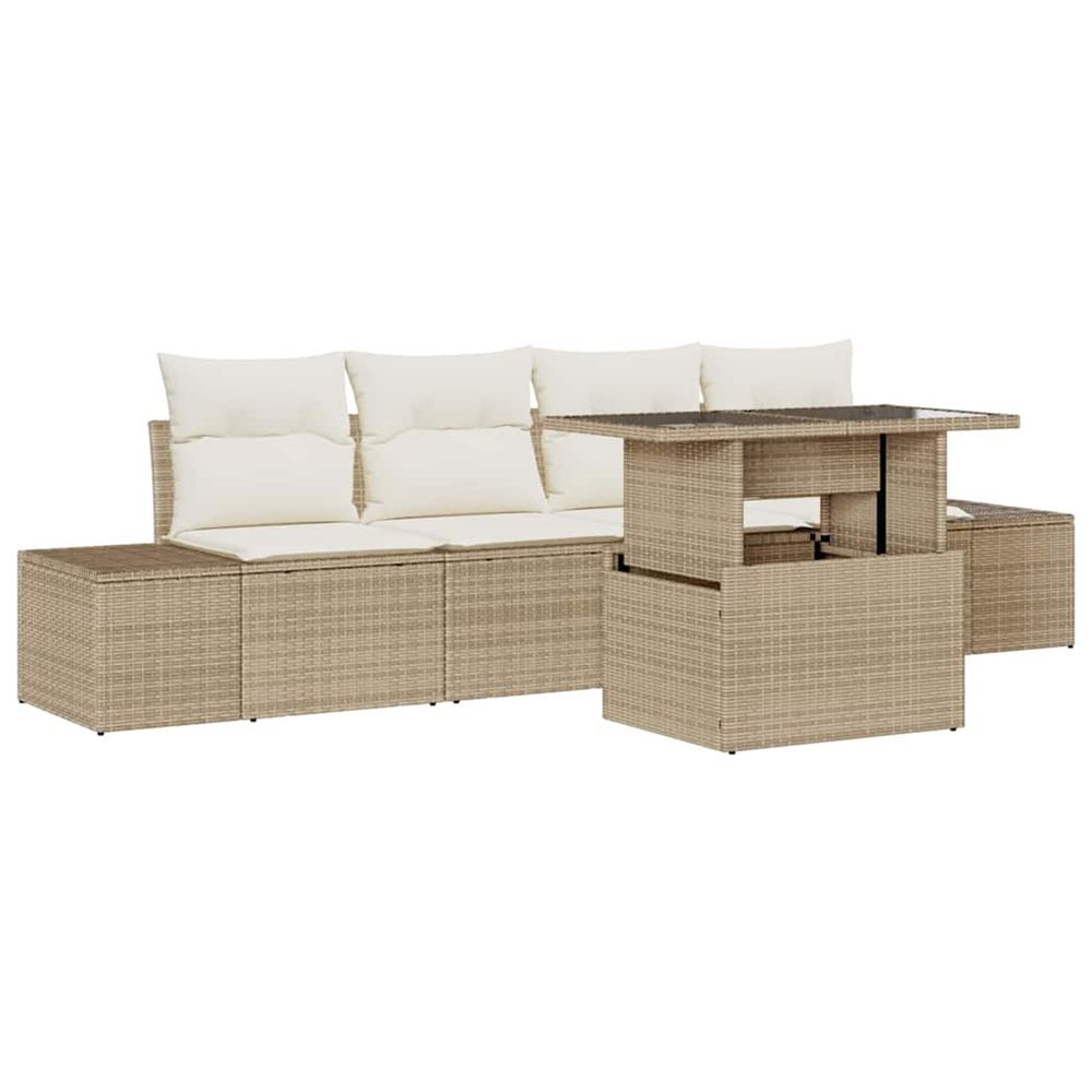 Ensemble de canapé de jardin 5 pc beige et crème