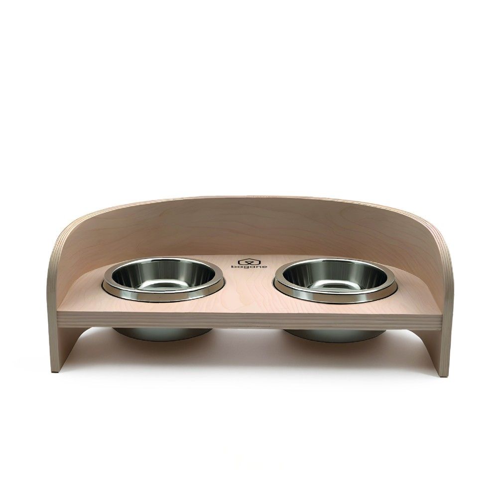 Carrousel - gamelle double pour chat en bois, 37x21x12,4cm