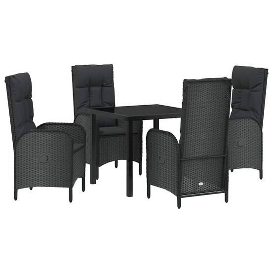 Ensemble de salle à manger pour jardin 5 pcs noir polyrotin