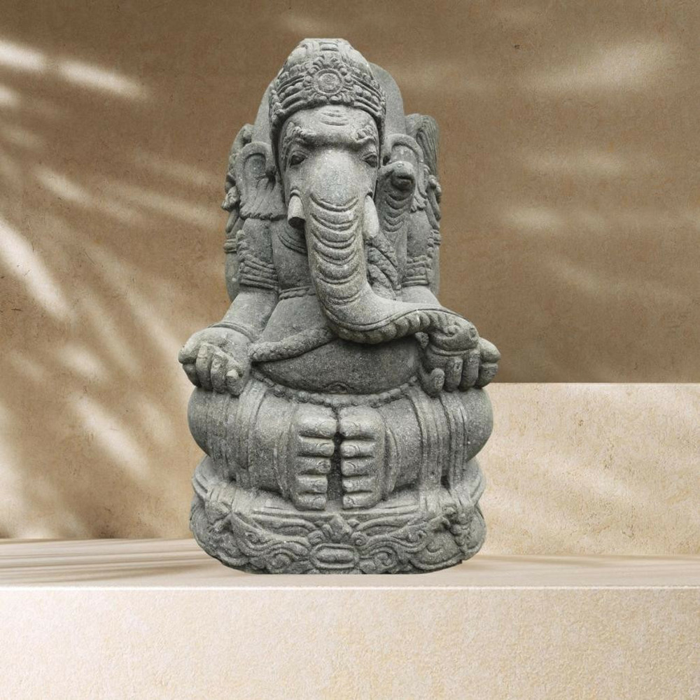 Statue de jardin en pierre ganesh extérieur 100 cm