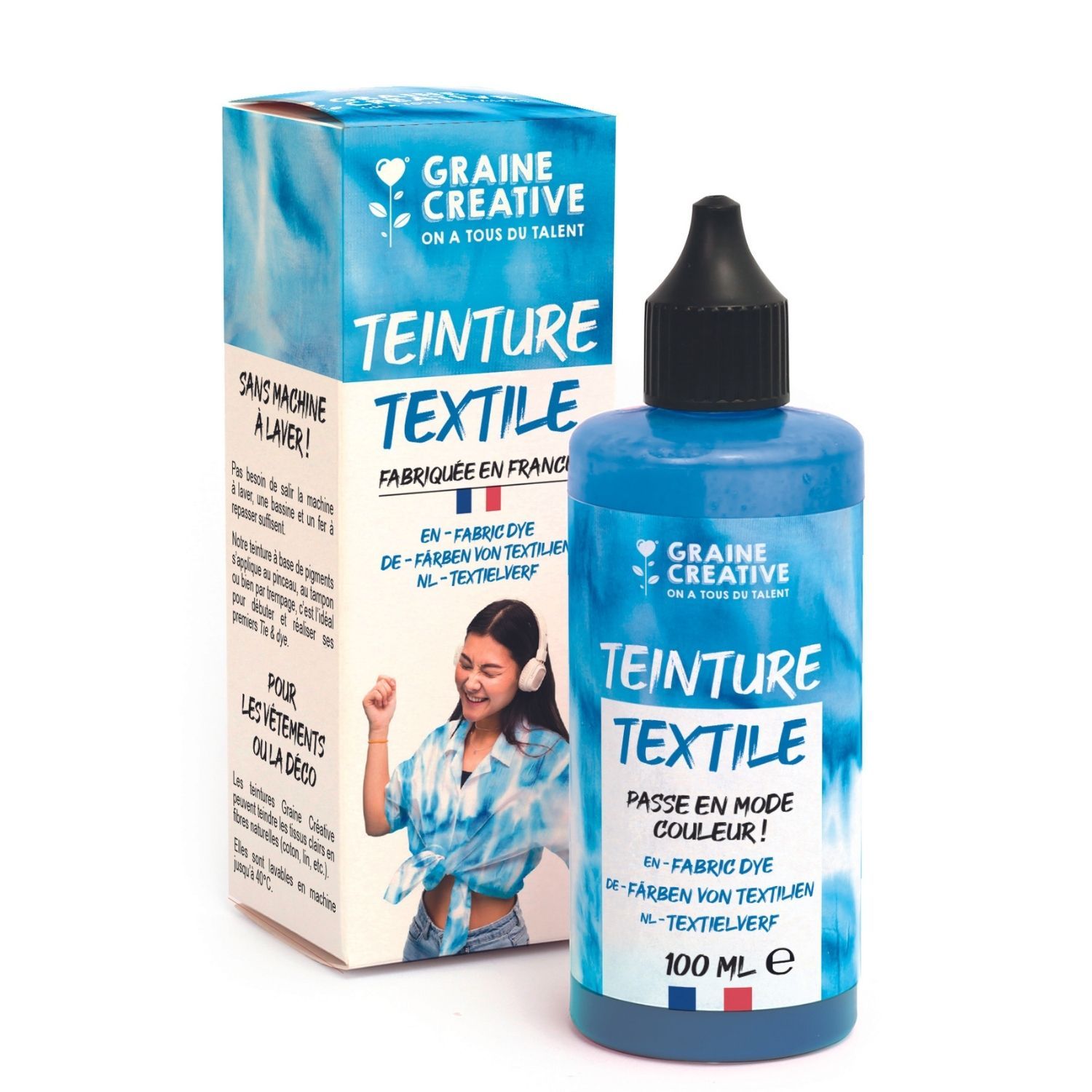 Peinture pour textile 100 ml effet tie and die - ultramarine