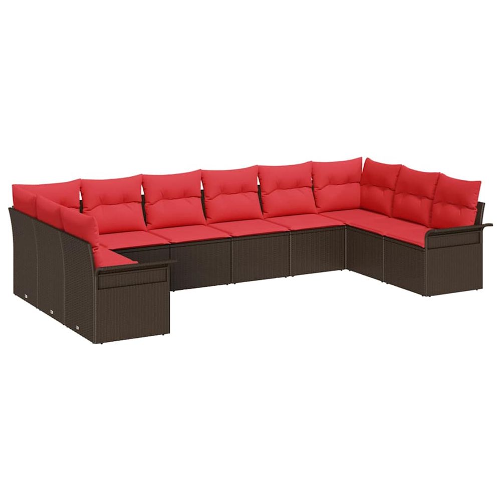 Ensemble de canapé de jardin 10 pc beige polyrotin