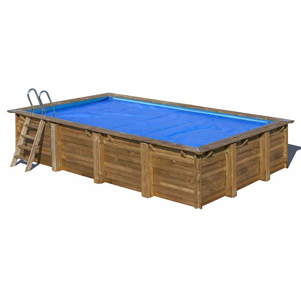 Bâche à bulles pour piscine bois rectangulaire papaya 5,20 x 3,20 x 1,33 m