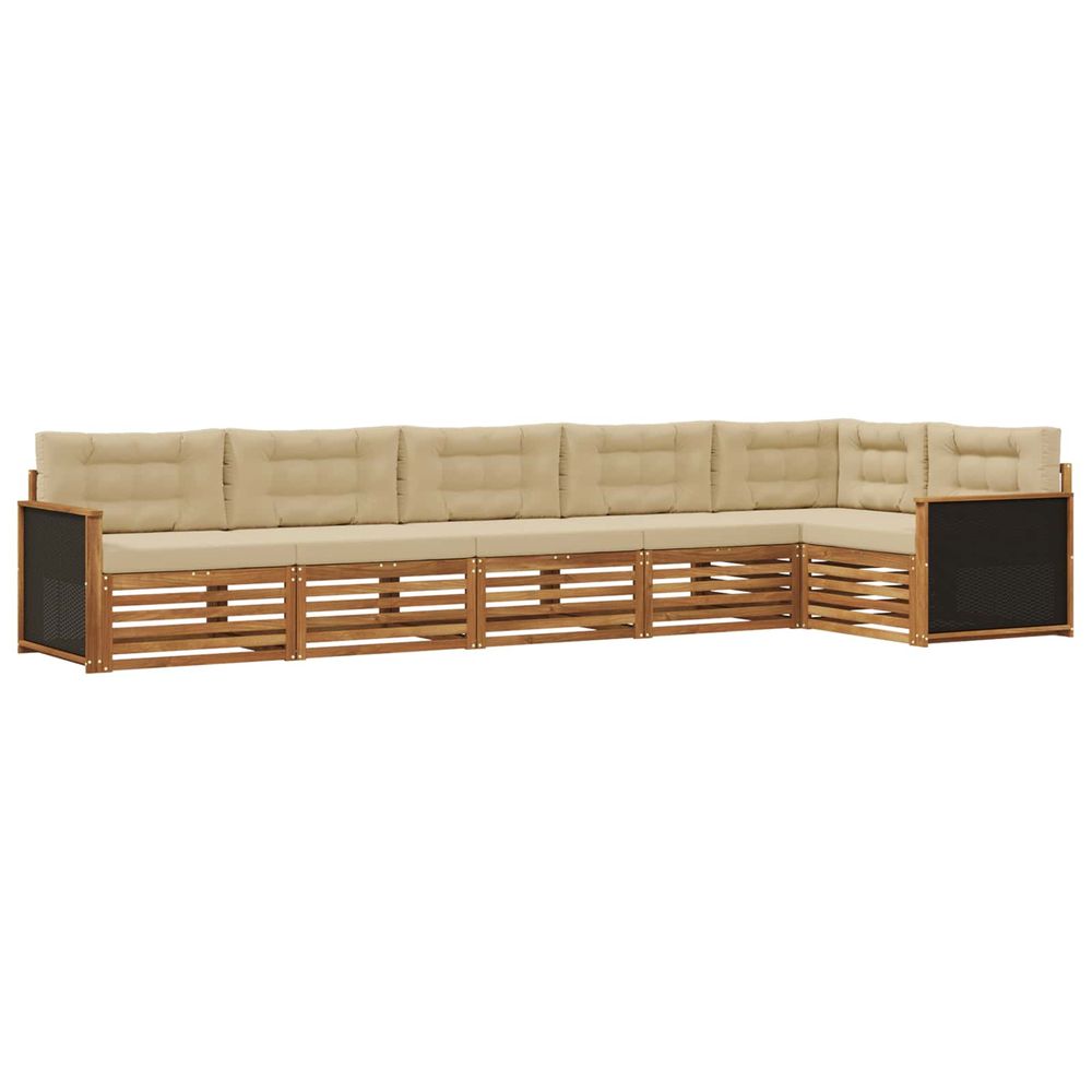 Ensemble de canapés d'extérieur 6 pc naturel et beige polyester