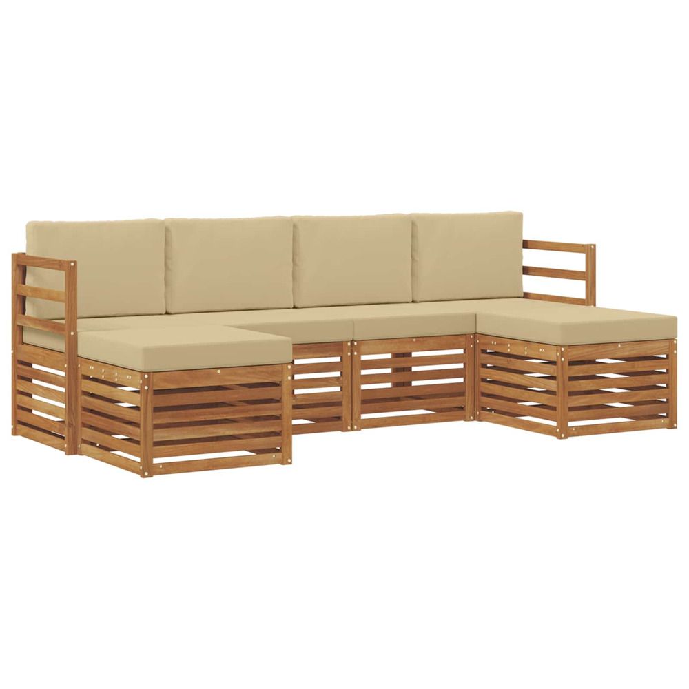 Ensemble de canapés d'extérieur 6 pc naturel et beige