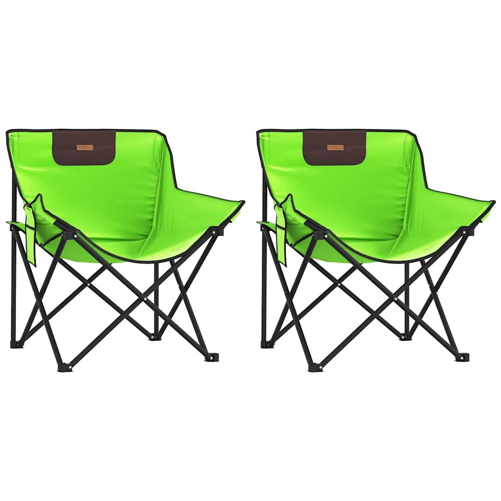 Chaise de camping avec poche pliable lot de 2 vert
