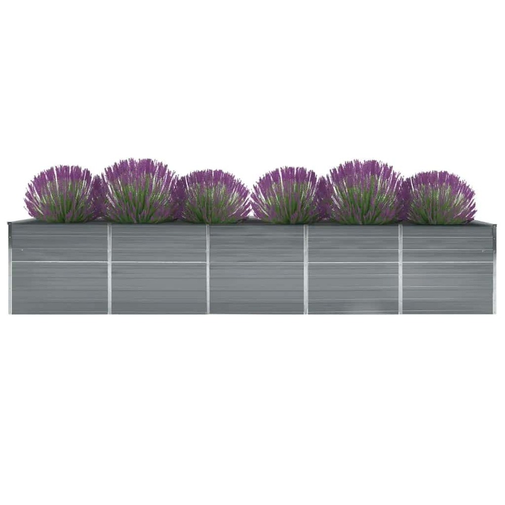Lit surélevé de jardin acier galvanisé 400x80x45 cm gris