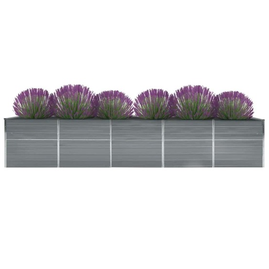 Lit surélevé de jardin acier galvanisé 400x80x45 cm gris