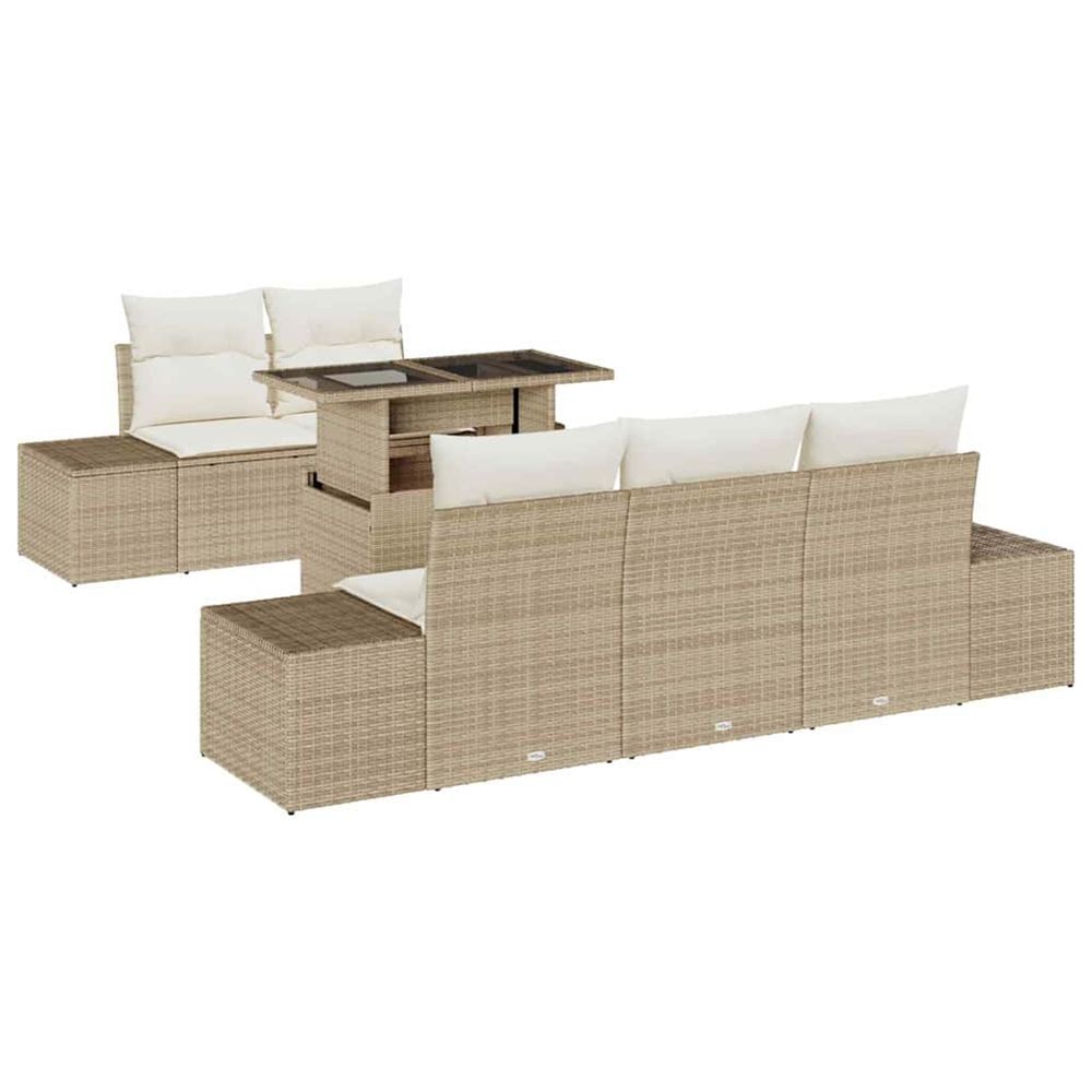 Ensemble de canapé de jardin 6 pc beige et crème