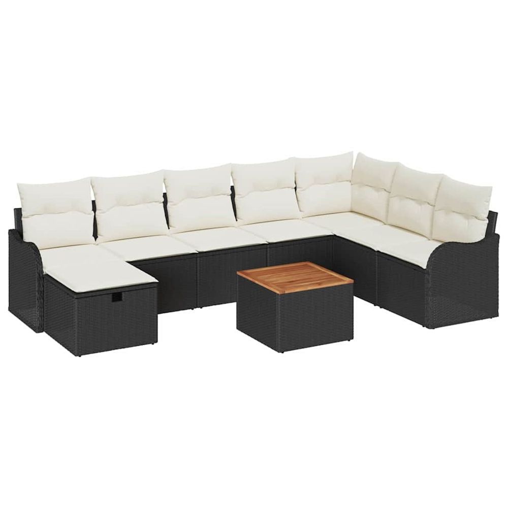 Ensemble de canapé de jardin 9 pc noir poly rotin