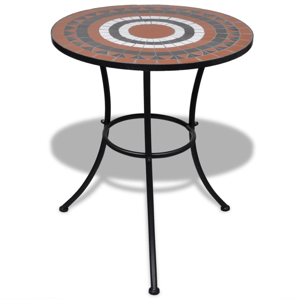 Mobilier de bistro 3 pcs carreau céramique terre cuite et blanc