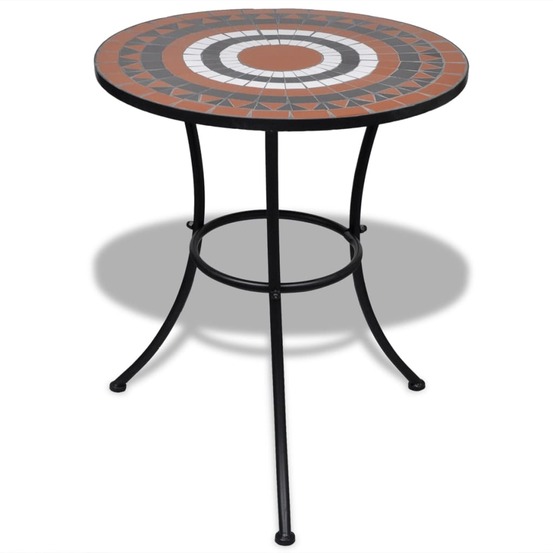 Mobilier de bistro 3 pcs carreau céramique terre cuite et blanc