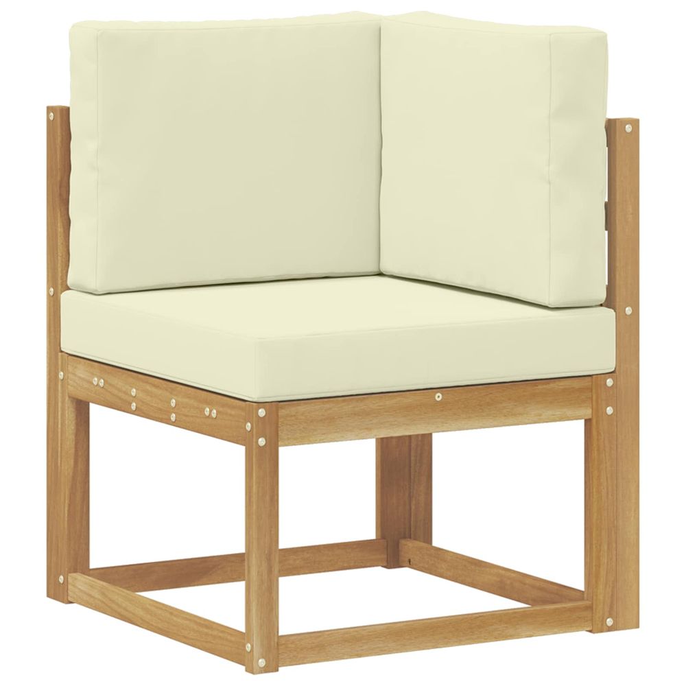 Canapé d'angle extérieur bois d'acacia massif blanc