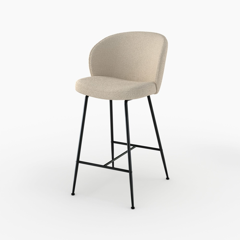 Groom-chaise de bar en tissu bouclé beige 66 cm