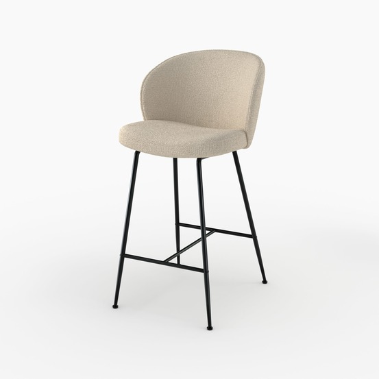 Groom-chaise de bar en tissu bouclé beige 66 cm