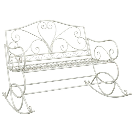 Banc de jardin blanc antique acier