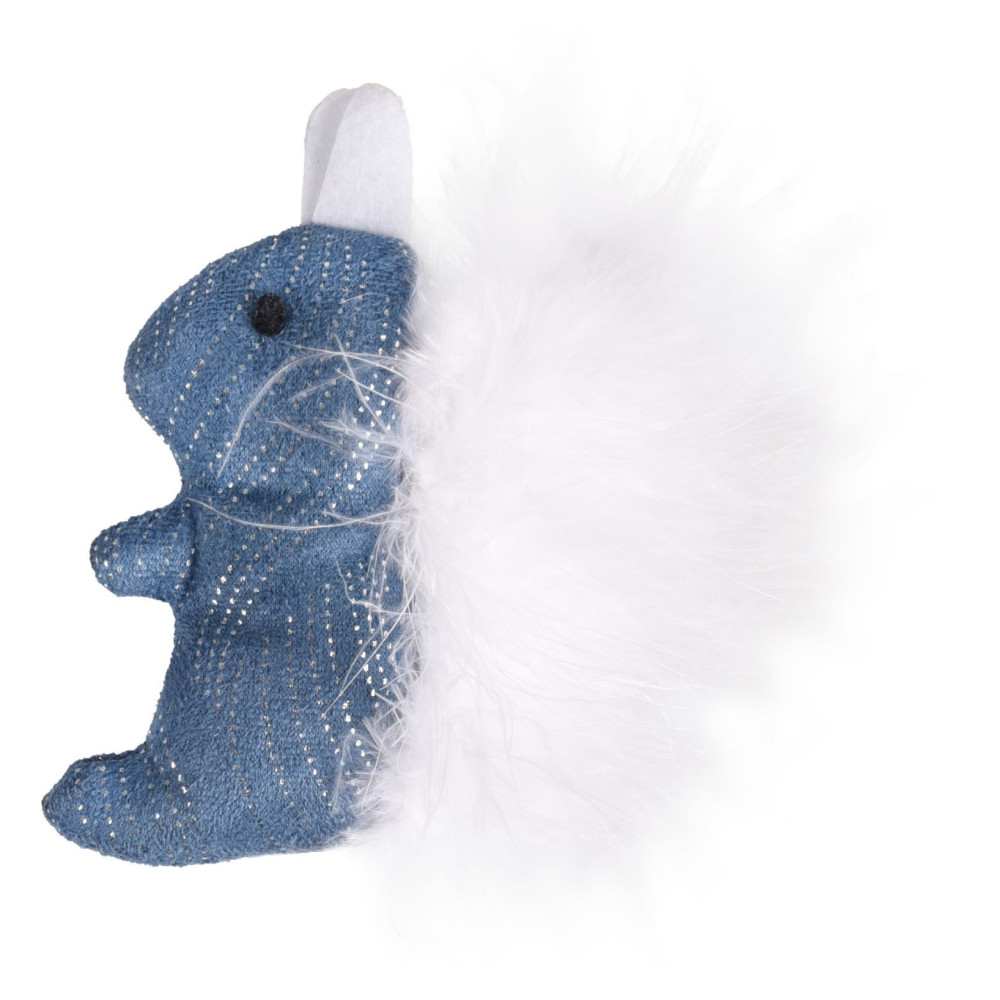 Jouet ecureuil medy bleu taille 8.5 x 9.5 cm pour chat