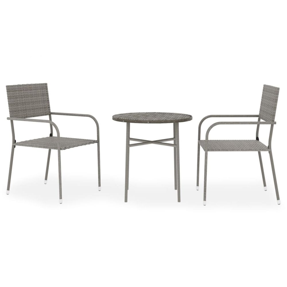 Ensemble à manger de jardin 3 pcs résine tressée gris