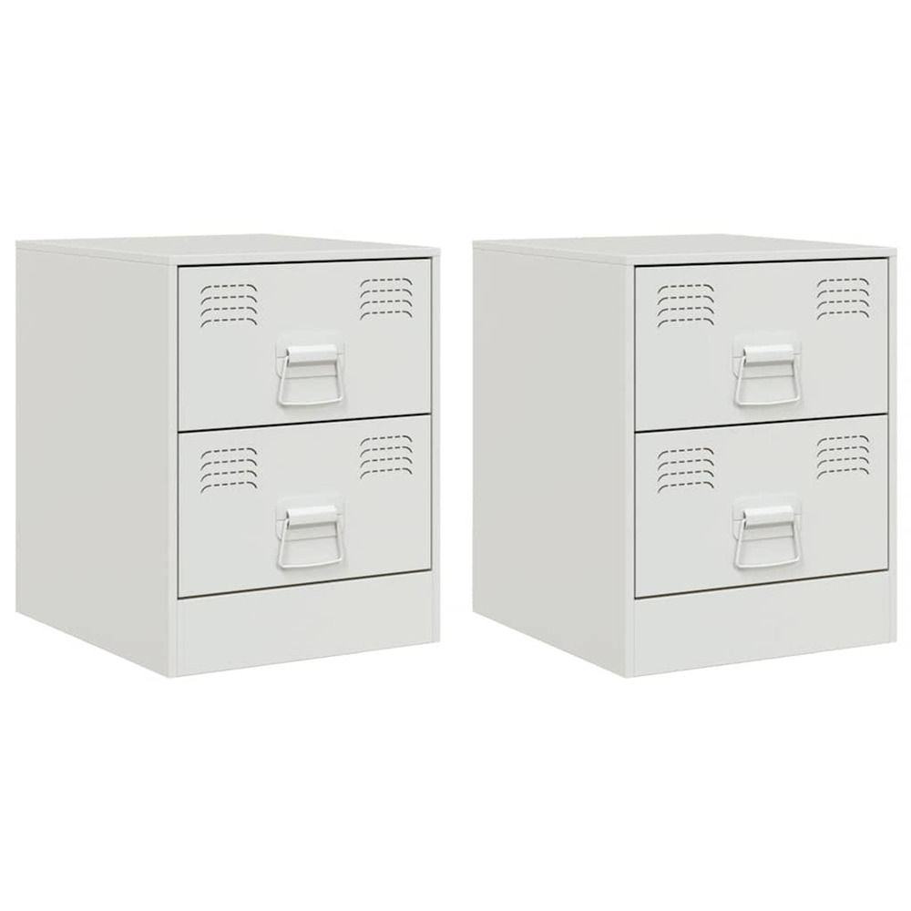 Tables de chevet 2 pcs blanc 34,5x39x44 cm acier