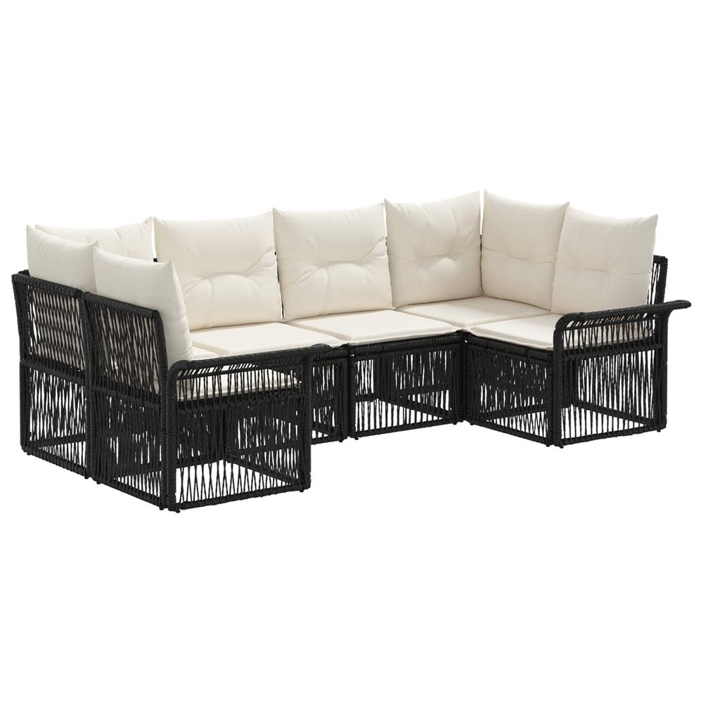 Ensemble de canapé de jardin 6 pc 6-nombre de places noir