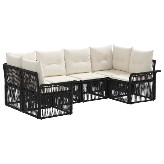 Ensemble de canapé de jardin 6 pc 6-nombre de places noir