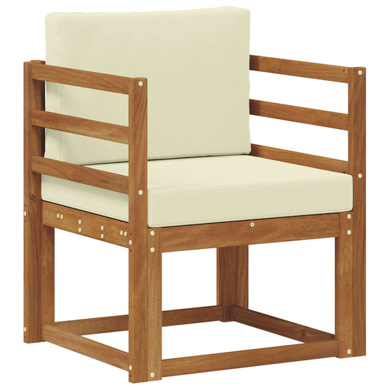 Canapé d’extérieur bois d'acacia massif et polyester naturel