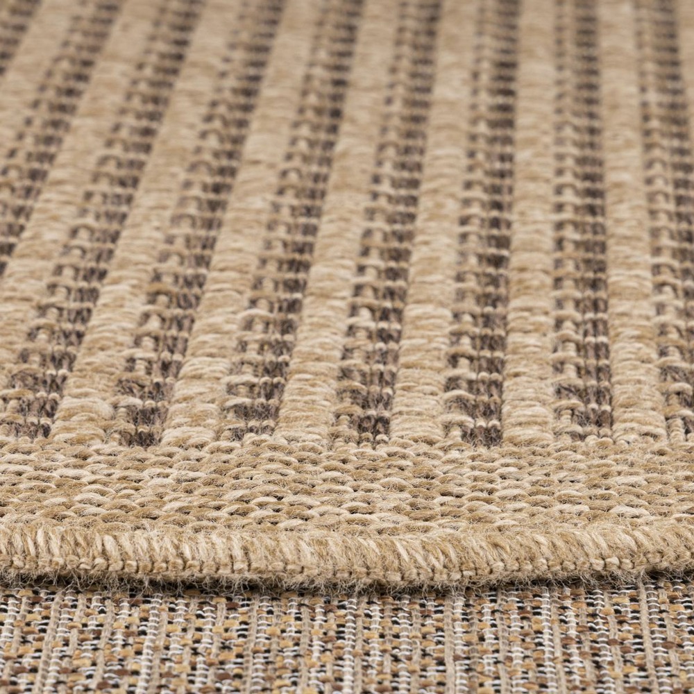 Tapis rond d'extérieur ø80cm tissé kilim marron jute art