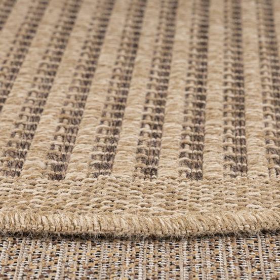 Tapis rond d'extérieur ø80cm tissé kilim marron jute art