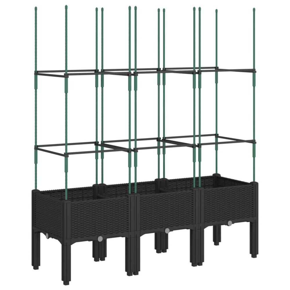 Jardinière d'extérieur avec treillis noir 120x40x142,5 cm pp