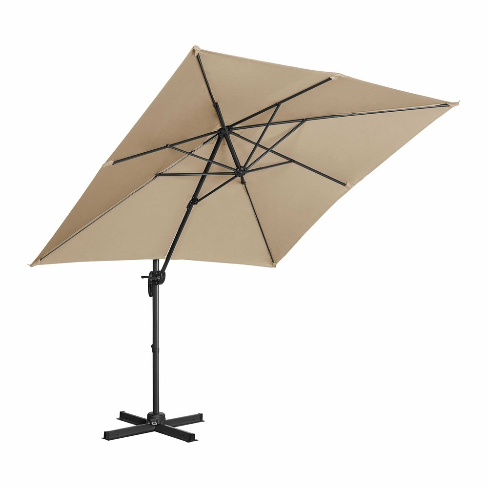 Parasol déporté - taupe - rectangulaire - 250 x 250 cm - inclinable et pivotant