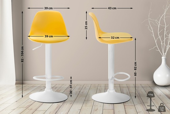 Tabouret de bar kiel simili cuir blanc