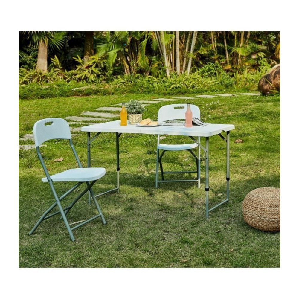 Table pliante - 120 cm - 4 personnes - revetement en poudre en tubes dacier, arrivee o 25 x 1 mm