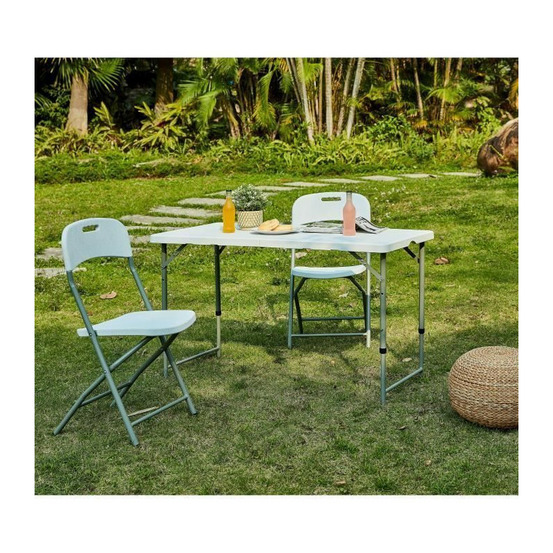 Table pliante - 120 cm - 4 personnes - revetement en poudre en tubes dacier, arrivee o 25 x 1 mm