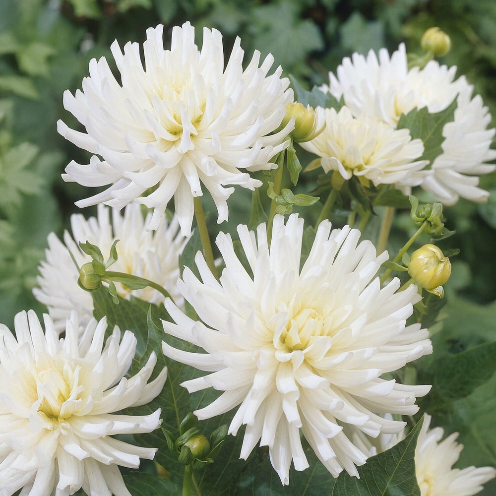 3 dahlias cactus nain white happiness - le sachet de 3 bulbes / calibre ii