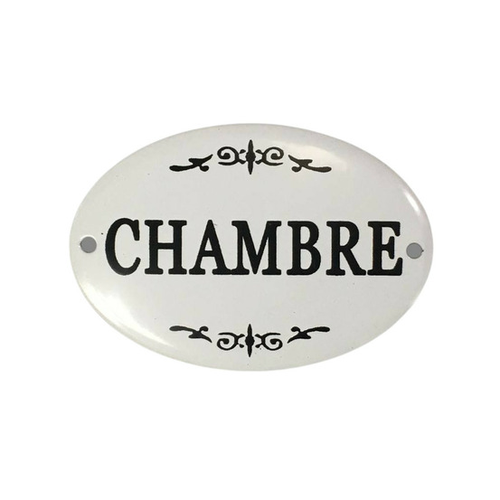 Plaque de porte décorative vintage chambre fer blanc noir 10.5x8cm