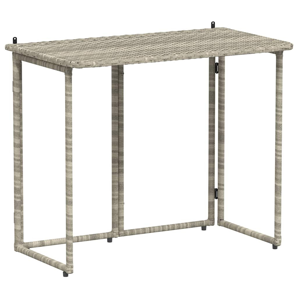 Table de jardin pliante gris clair 90 x 51 x 75 cm polyrotin
