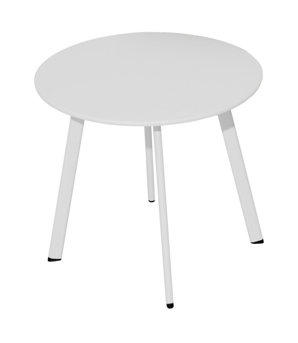Table basse de jardin massaï ø 50 cm en acier époxy - blanc